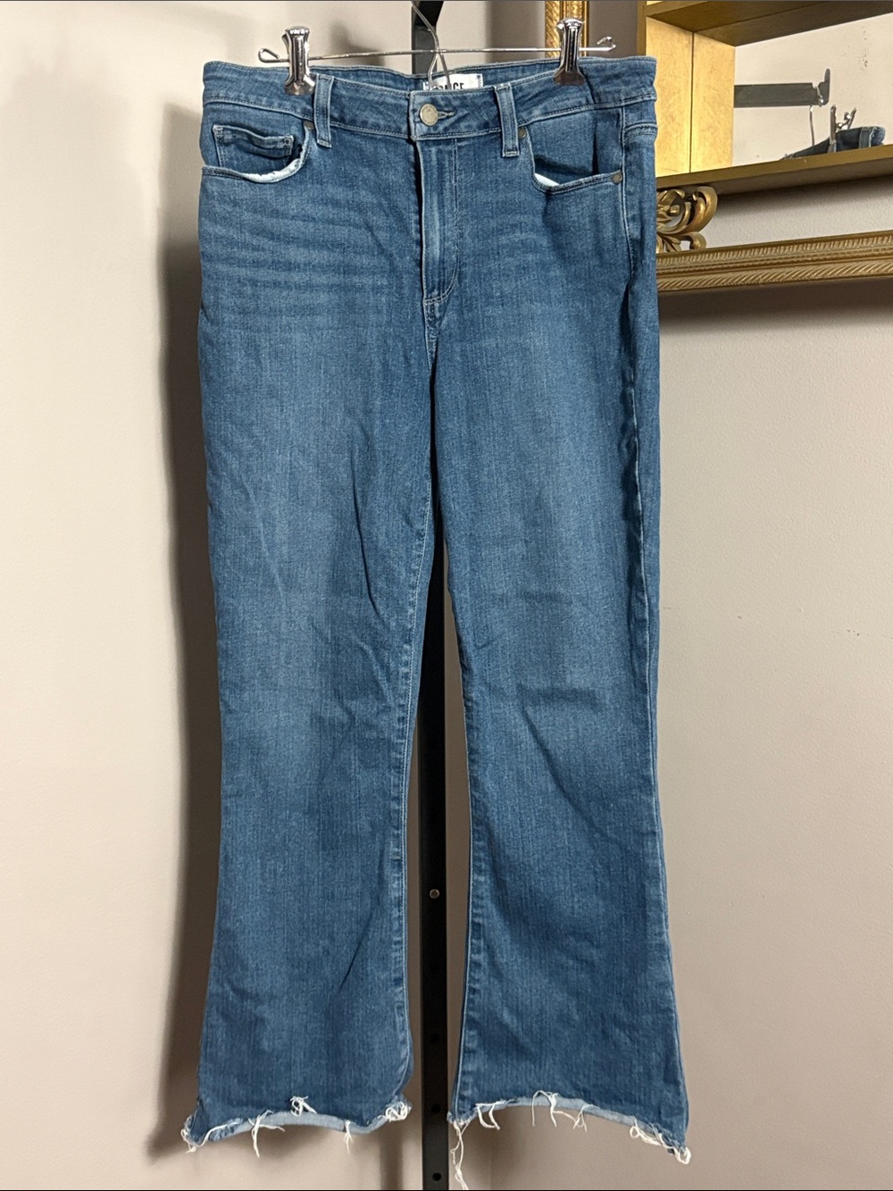Paige Size 30 Rory Crop Flare Blue Denim Jeans